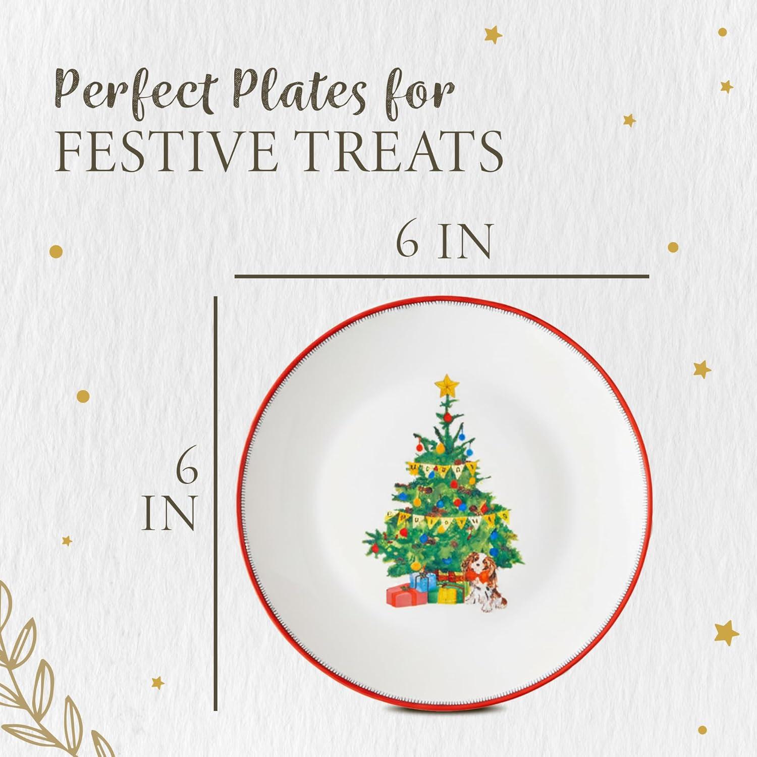 image:imageSpode Kit Kemp Doodles Christmas Cake Plates Set of 4  Whimsical Festive Illustrations with Cheeky Taglines Decorative Holiday Dessert amp Party Plates Fine China 6 Seasonal Tableware