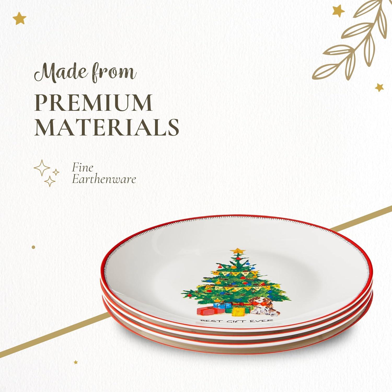 image:imageSpode Kit Kemp Doodles Christmas Cake Plates Set of 4  Whimsical Festive Illustrations with Cheeky Taglines Decorative Holiday Dessert amp Party Plates Fine China 6 Seasonal Tableware