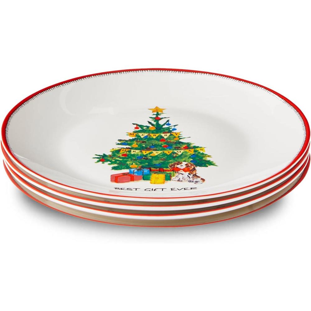 image:imageSpode Kit Kemp Doodles Christmas Cake Plates Set of 4  Whimsical Festive Illustrations with Cheeky Taglines Decorative Holiday Dessert amp Party Plates Fine China 6 Seasonal Tableware