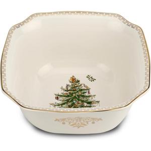 image:imageSpode Christmas Tree Gold 10 Square Bowl 100 fl oz  Decorative Holiday Serveware with 22K Gold Accents Elegant Stoneware for Christmas Table Serving Salads amp Vegetables  Dishwasher Safe