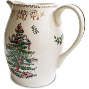 image:imageSpode Christmas Tree Gold Pitcher  17L Earthenware Jug with Handle amp Spout Holiday Serveware with 22K Gold Accents Elegant Decorative Pitcher for Christmas Dining amp Entertaining