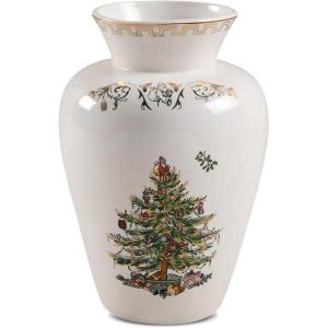 image:imageSpode Christmas Tree Gold Vase Round Bouquet Shape with 22 Karat Gold Accents  8 H x 55 L Porcelain Holiday Floral Holder for Centerpieces amp Seasonal Table Dcor  Elegant Housewarming Gift