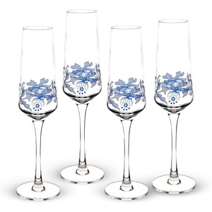 image:imageSpode Blue Italian Champagne Flutes  Set of 4 Tall Champagne Glasses  8Ounce Capacity  Long Stem Glasses for Drinking Mimosa or Sparkling Wine  Handwash Only