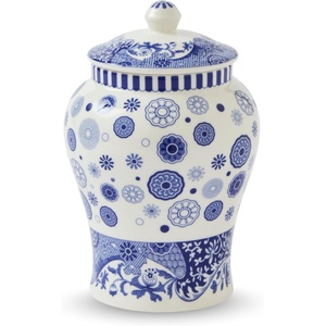 image:imageSpode Blue Italian Porcelain Lidded Hexagonal Vase 57Inch Decorative Accent with Imari Border amp Cobalt Detailing for Elegant Display amp Storage  Great Urn for Gifting Wedding CenterpiecesBrocato