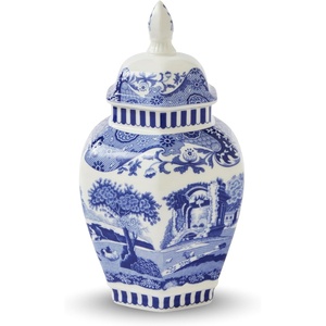 image:imageSpode Blue Italian Porcelain Lidded Hexagonal Vase 57Inch Decorative Accent with Imari Border amp Cobalt Detailing for Elegant Display amp Storage  Great Urn for Gifting Wedding Centerpieces